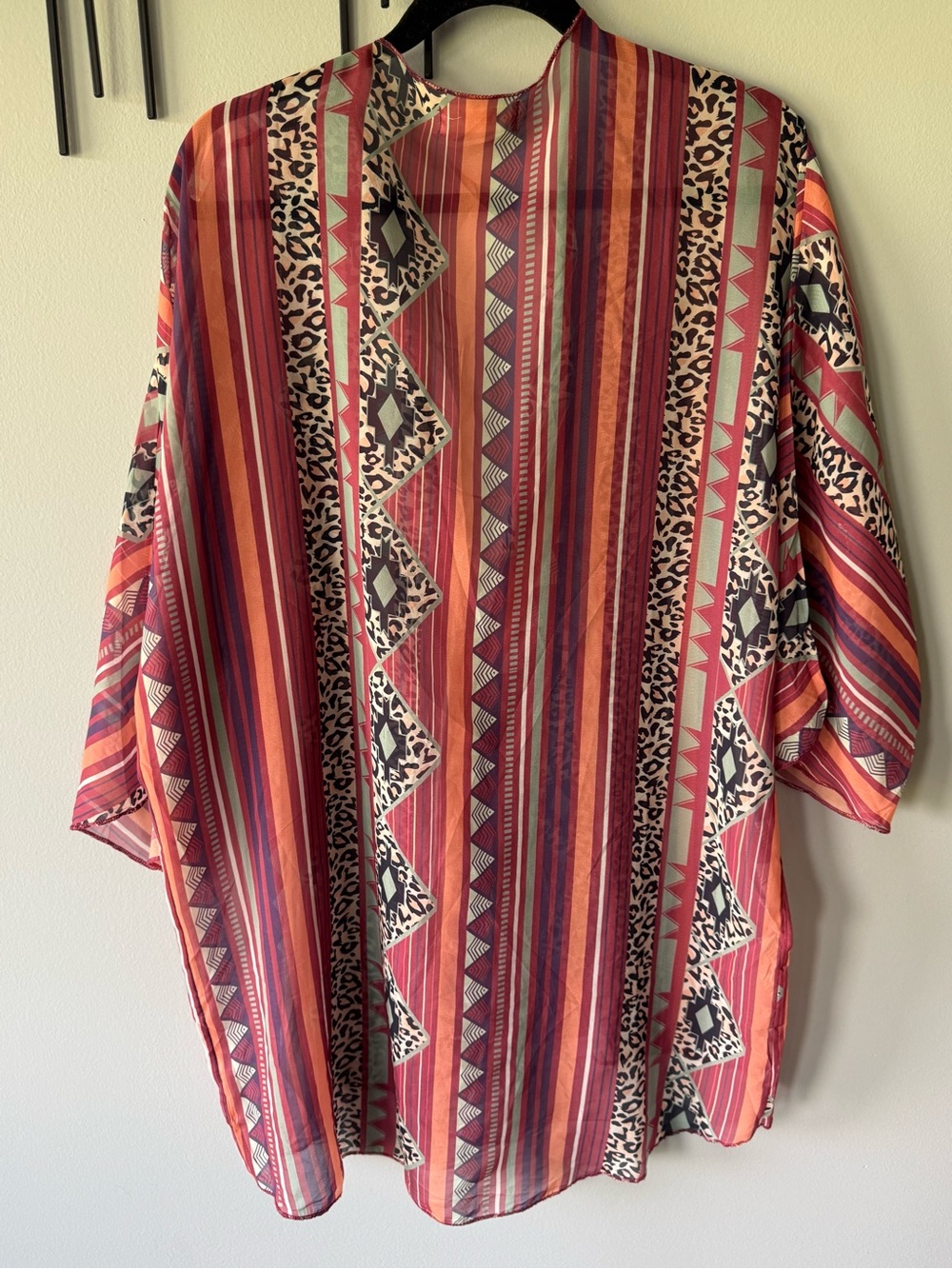 Aztec Chiffon Open Front Kimono Cardigan - Picture 5 of 8